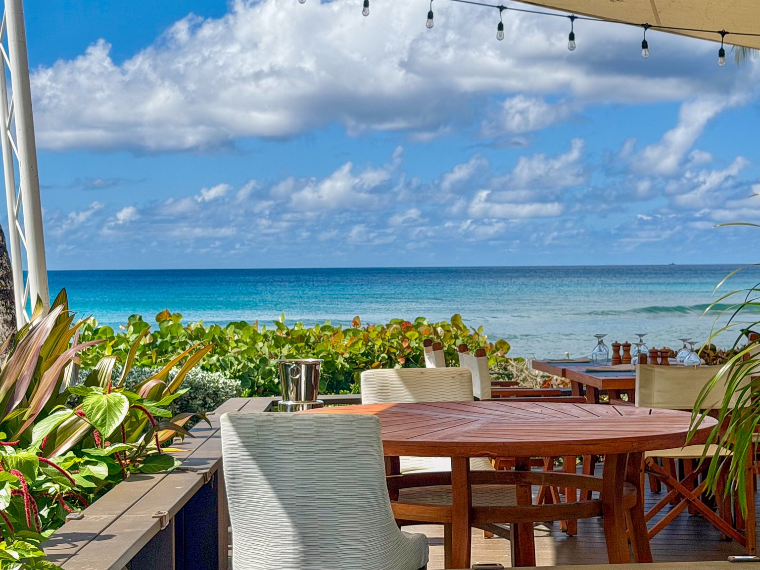 Restaurant overlooking the Caribbean Sea
