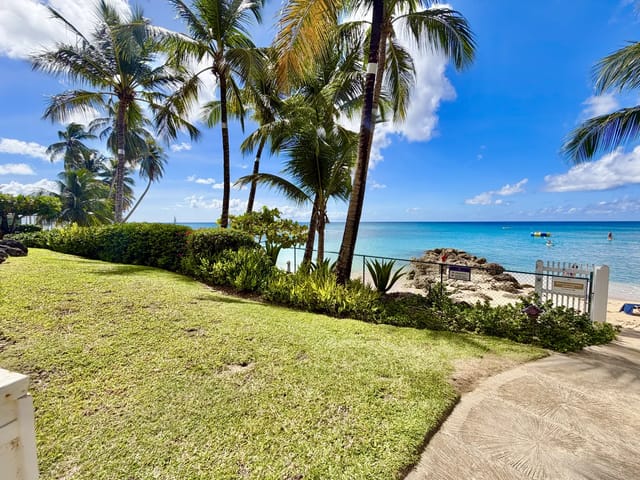 Sandy beach and turquoise Caribbean waters at Saint Peter's Bay