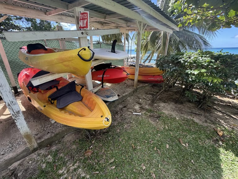Kayaks on the beach