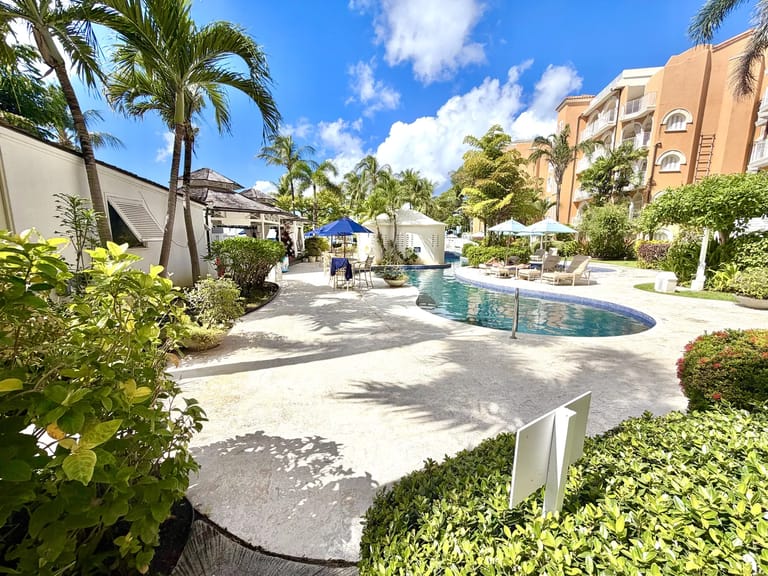 Resort pool overlooking the Caribbean